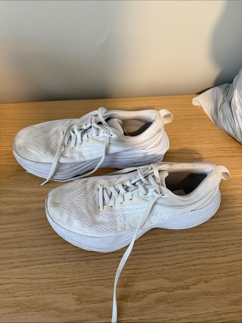Hoka Women's White Bondi 8 Sneakers - Picture 4 of 6